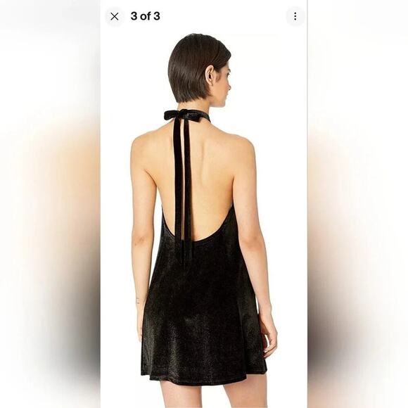 BISHOP & YOUNG  Halter Dress Whimsigoth Rock star girlfriend Black velvet Vamp - Picture 2 of 8